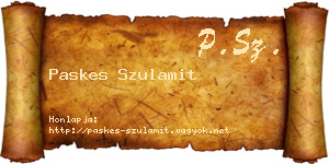 Paskes Szulamit névjegykártya